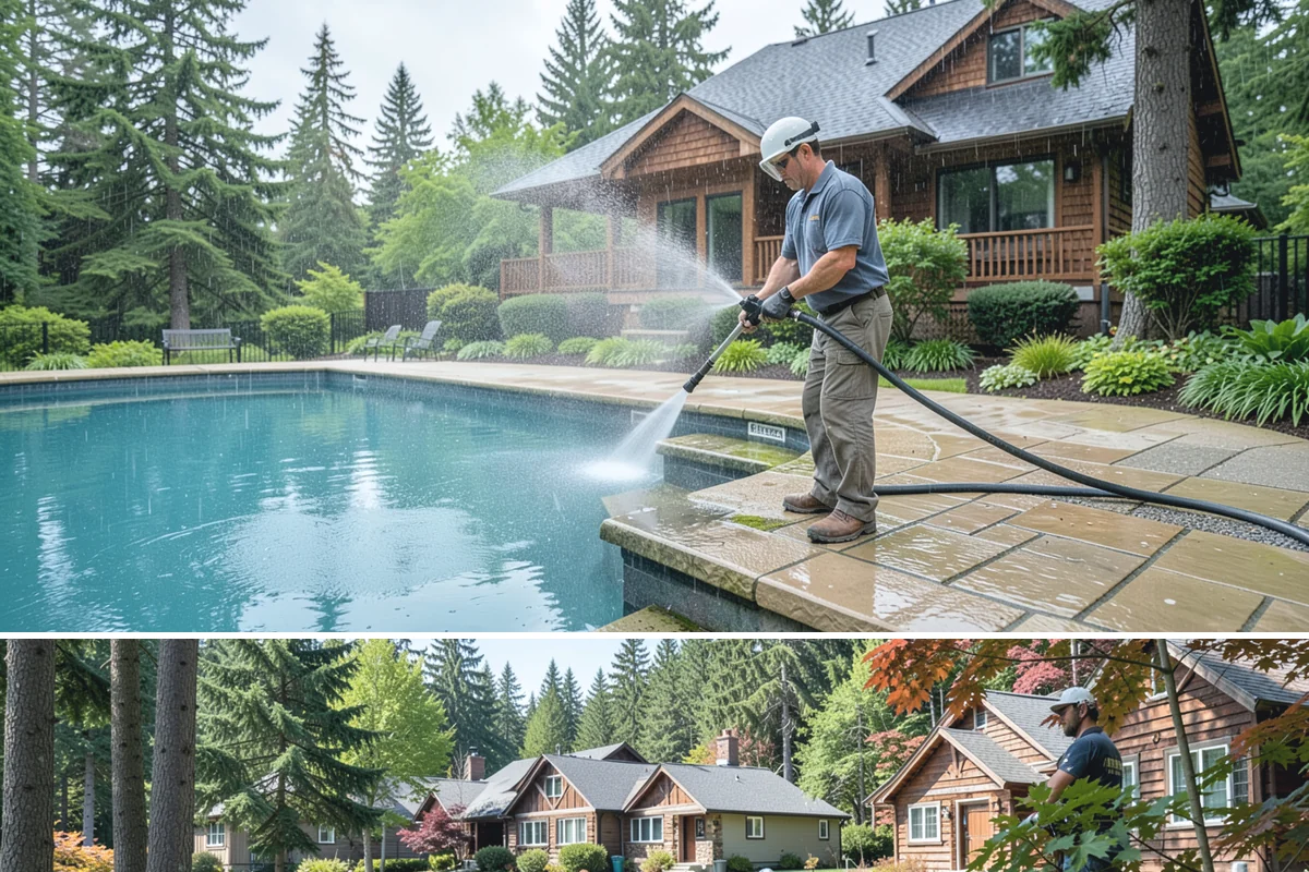 Composite Material Cleaning in Edgewood, Pierce County, WA - Clean composite surfaces in spring or early summer to remove the mold film that builds through the wet, shaded winter.