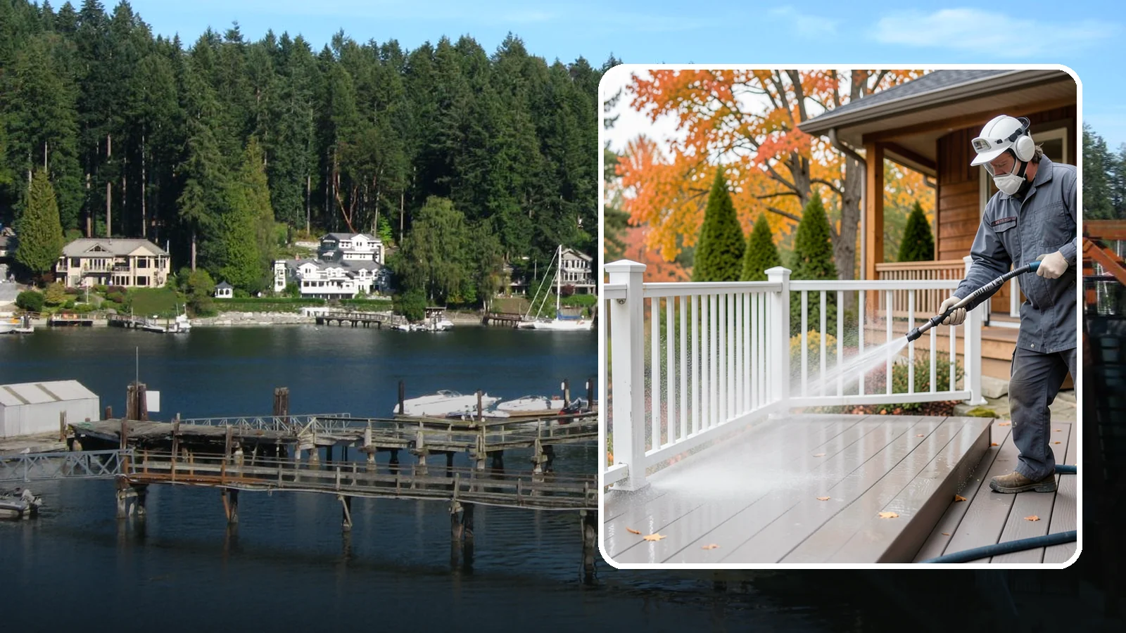 Composite Material Cleaning in Gig Harbor, Pierce County, WA - Cleaning tuned to composite decking, railing, and cladding that clears mold and grime without voiding warranties.