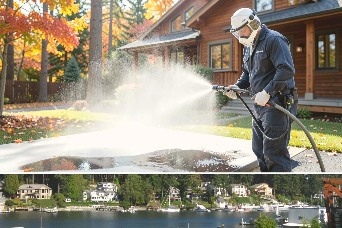 Composite Material Cleaning in Gig Harbor, Pierce County, WA - Clean composite surfaces in spring or early summer to remove the mold film that builds through the wet, shaded winter.