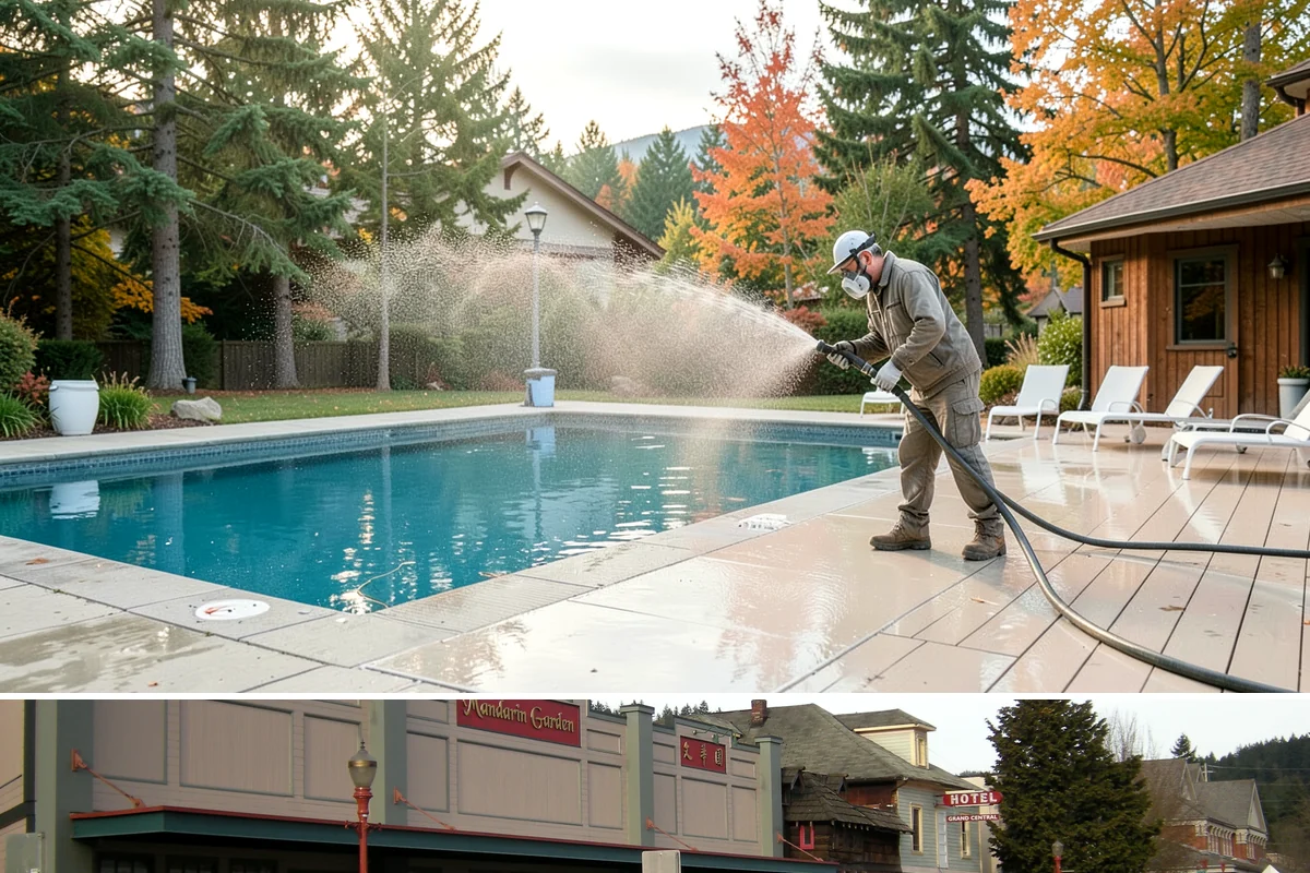 Composite Material Cleaning in Issaquah, King County, WA - Clean composite surfaces in spring or early summer to remove the mold film that builds through the wet, shaded winter.