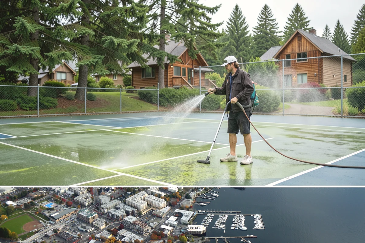 Composite Material Cleaning in Kirkland, King County, WA - Clean composite surfaces in spring or early summer to remove the mold film that builds through the wet, shaded winter.