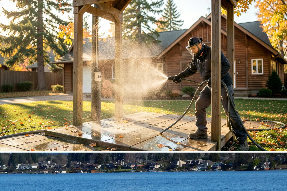 Composite Material Cleaning in Lake Stevens, Snohomish County, WA - Clean composite surfaces in spring or early summer to remove the mold film that builds through the wet, shaded winter.