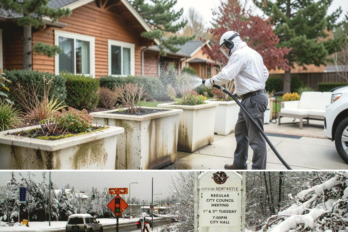 Composite Material Cleaning in Newcastle, King County, WA - Clean composite surfaces in spring or early summer to remove the mold film that builds through the wet, shaded winter.