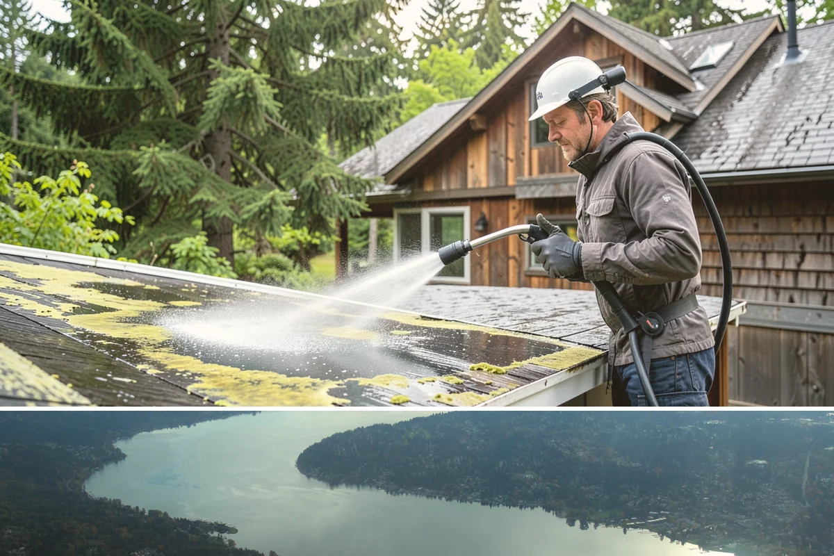 Composite Material Cleaning in Sammamish, King County, WA - Clean composite surfaces in spring or early summer to remove the mold film that builds through the wet, shaded winter.