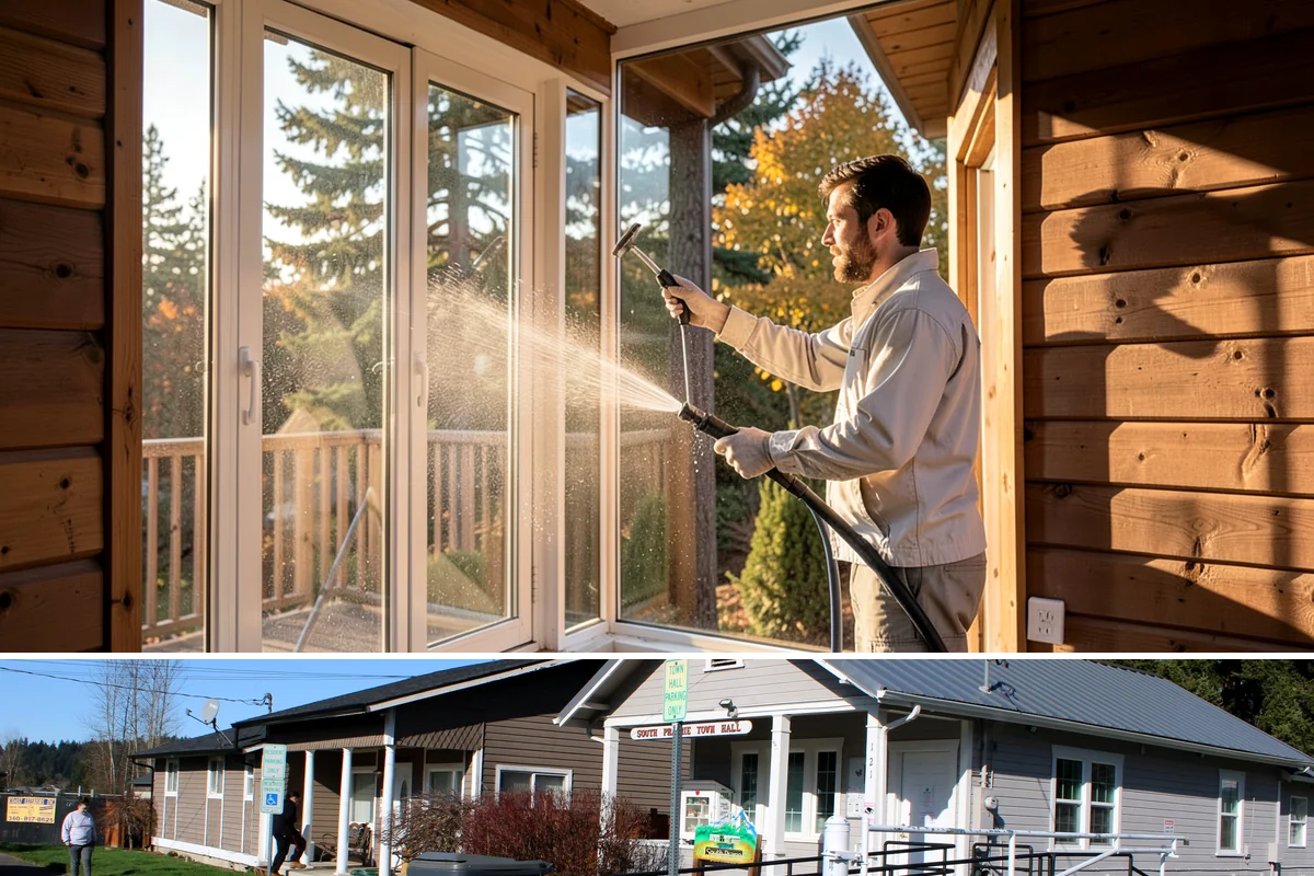 Composite Material Cleaning in South Prairie, Pierce County, WA - Clean composite surfaces in spring or early summer to remove the mold film that builds through the wet, shaded winter.