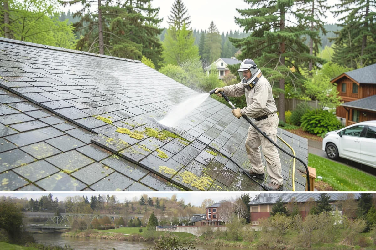 Composite Material Cleaning in Tukwila, King County, WA - Clean composite surfaces in spring or early summer to remove the mold film that builds through the wet, shaded winter.