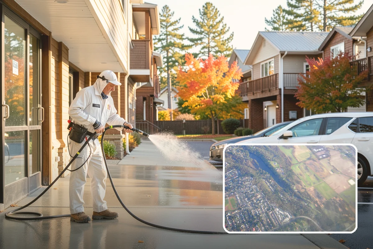 Concrete Brightening in Algona, King County, WA - Reverses the dull, grayed look caused by years of damp weather