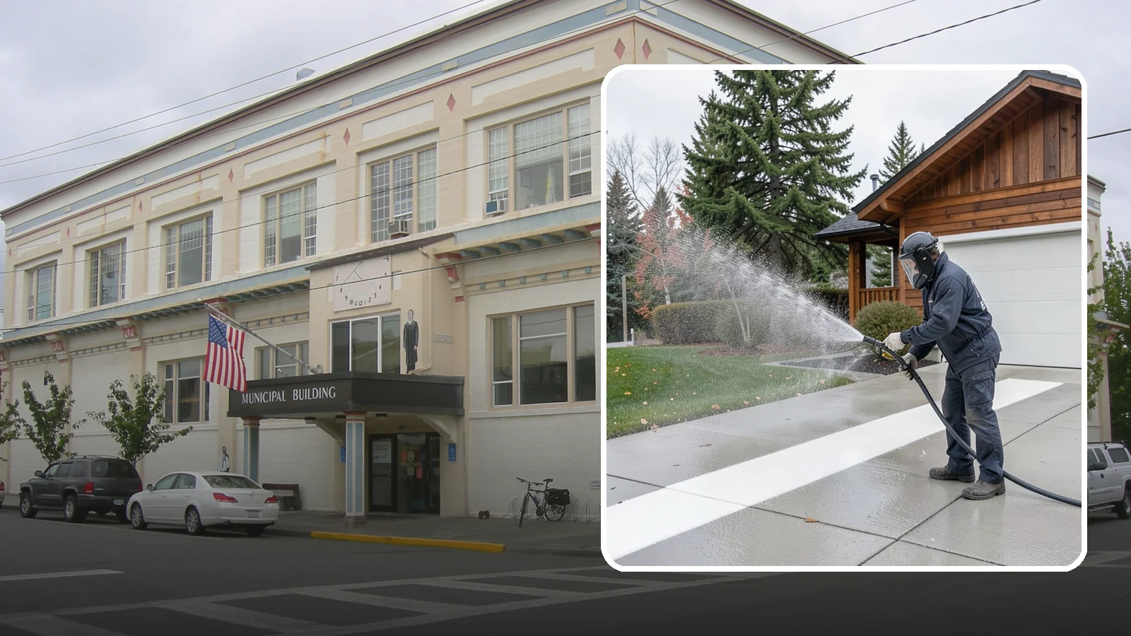 Concrete Brightening in Anacortes, Skagit County, WA - Bring grayed, weathered concrete back to a bright, fresh tone with a post-wash brightening treatment.