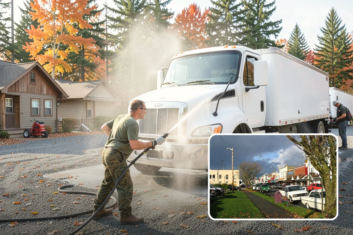 Concrete Brightening in Arlington, Snohomish County, WA - Reverses the dull, grayed look caused by years of damp weather