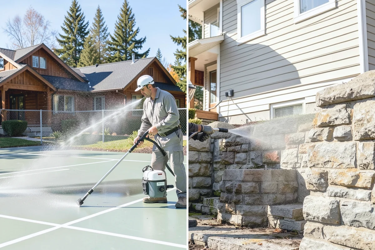 Concrete Brightening in Auburn, King County, WA - Complete a full surface clean to remove organic growth