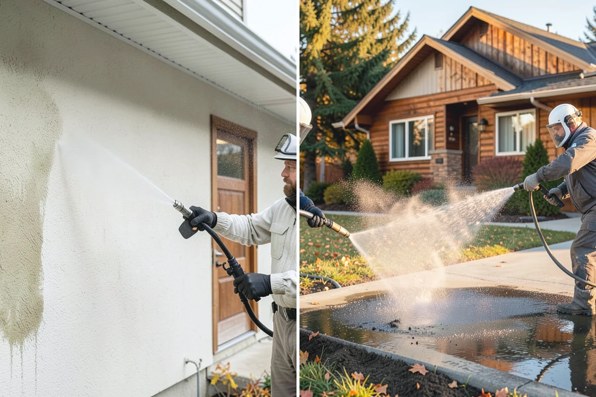 Concrete Brightening in Beaux Arts Village, King County, WA - Complete a full surface clean to remove organic growth