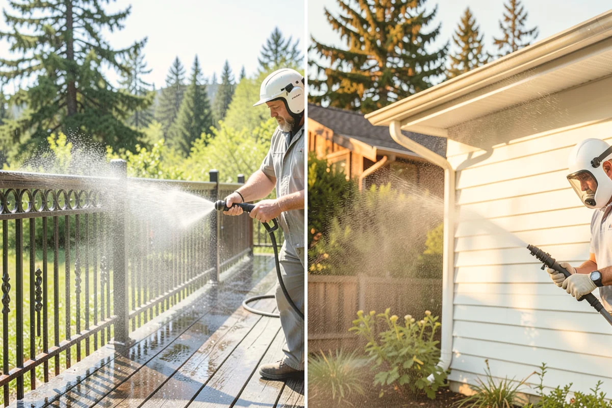 Concrete Brightening in Bellevue, King County, WA - Complete a full surface clean to remove organic growth