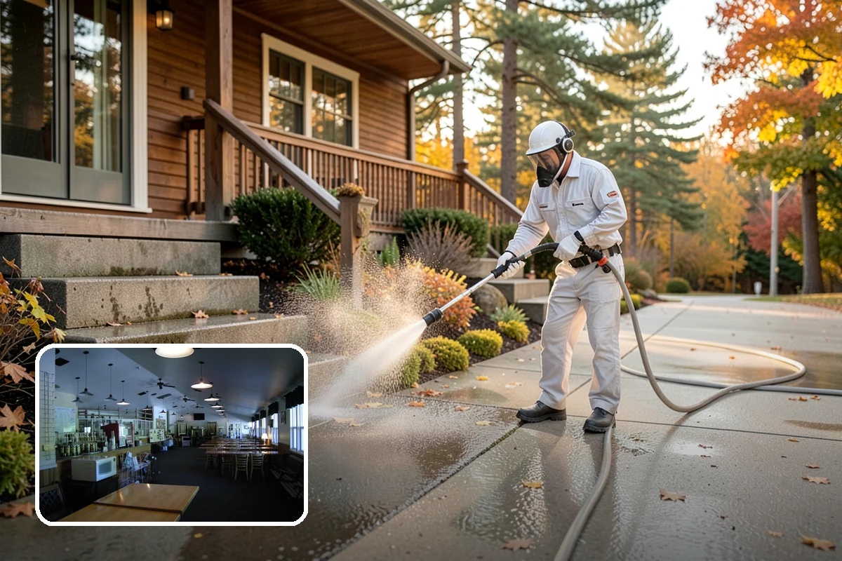 Concrete Brightening in Black Diamond, King County, WA - Reverses the dull, grayed look caused by years of damp weather