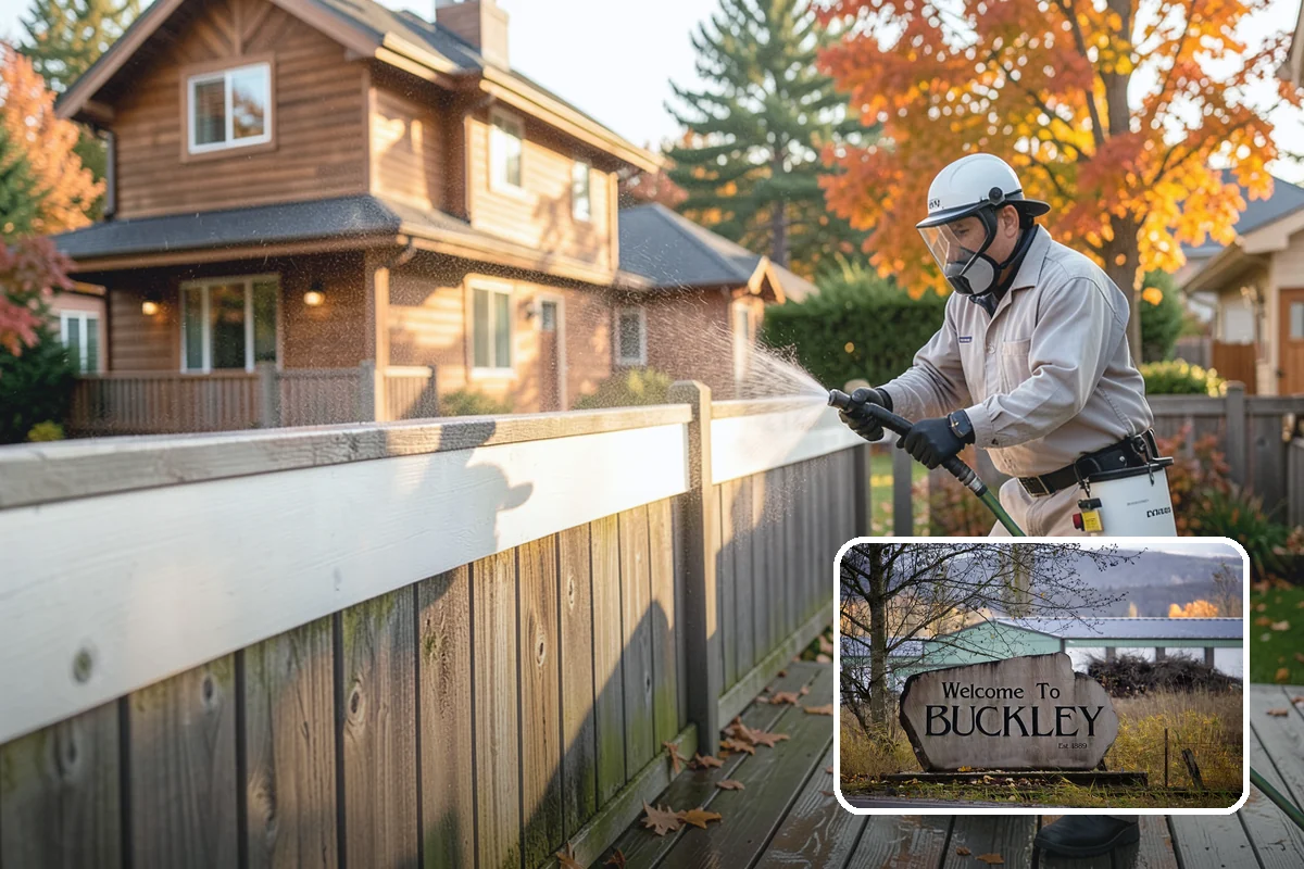 Concrete Brightening in Buckley, Pierce County, WA - Reverses the dull, grayed look caused by years of damp weather