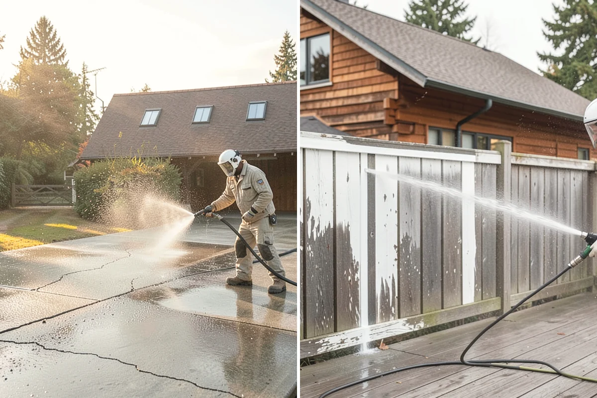 Concrete Brightening in Burien, King County, WA - Complete a full surface clean to remove organic growth