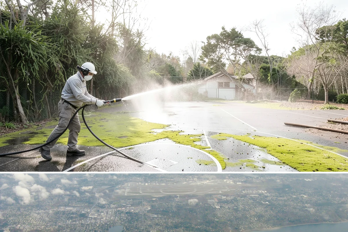 Concrete Brightening in Burien, King County, WA - A dry stretch in summer lets the brightener react and rinse cleanly without dilution from rain, making it the best season for...