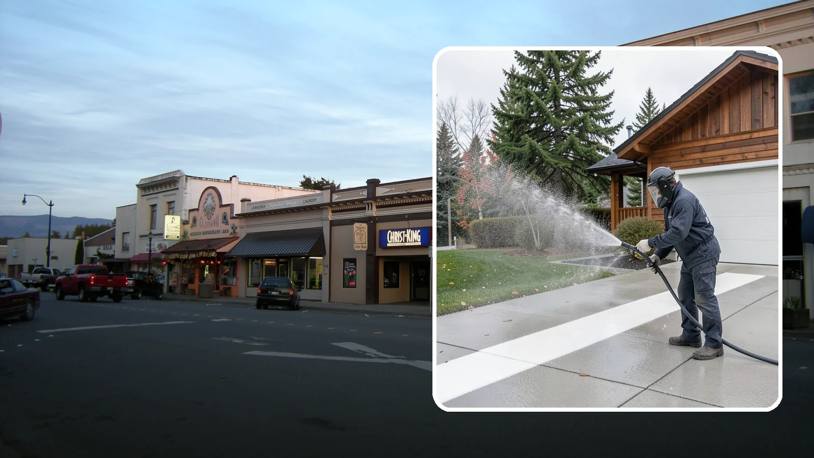 Concrete Brightening in Burlington, Skagit County, WA - Bring grayed, weathered concrete back to a bright, fresh tone with a post-wash brightening treatment.