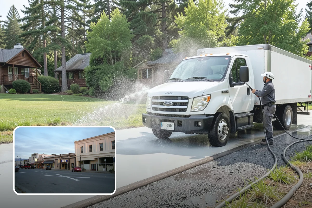 Concrete Brightening in Burlington, Skagit County, WA - Reverses the dull, grayed look caused by years of damp weather