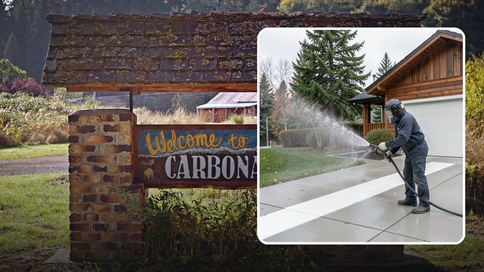Concrete Brightening in Carbonado, Pierce County, WA - Bring grayed, weathered concrete back to a bright, fresh tone with a post-wash brightening treatment.