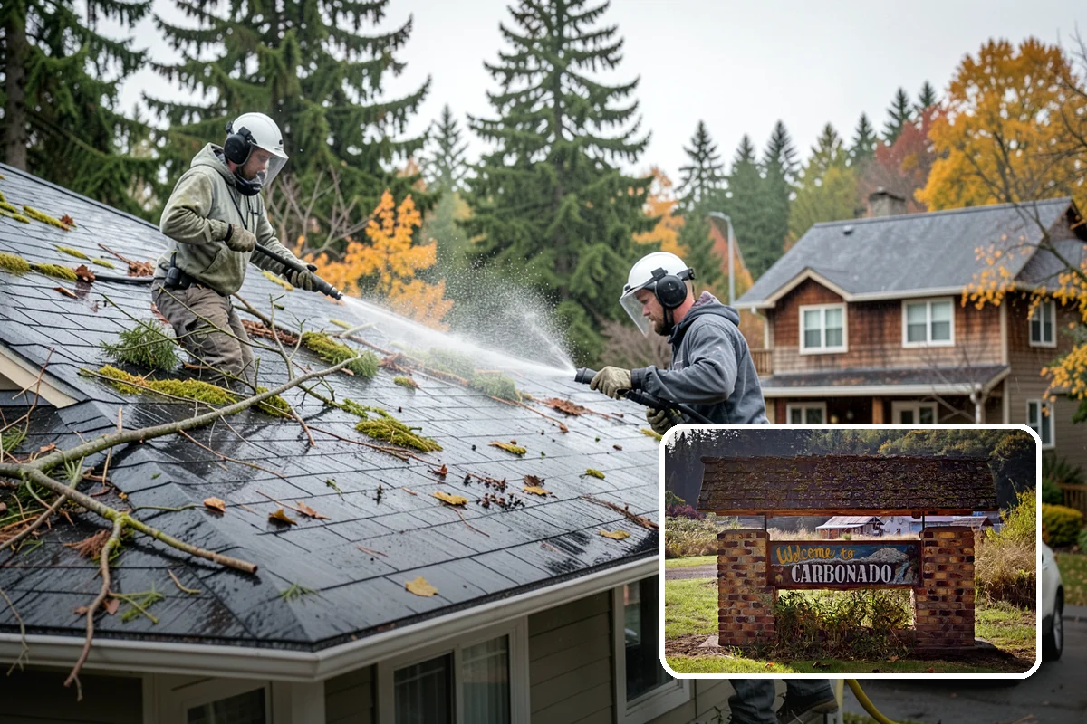 Concrete Brightening in Carbonado, Pierce County, WA - Reverses the dull, grayed look caused by years of damp weather