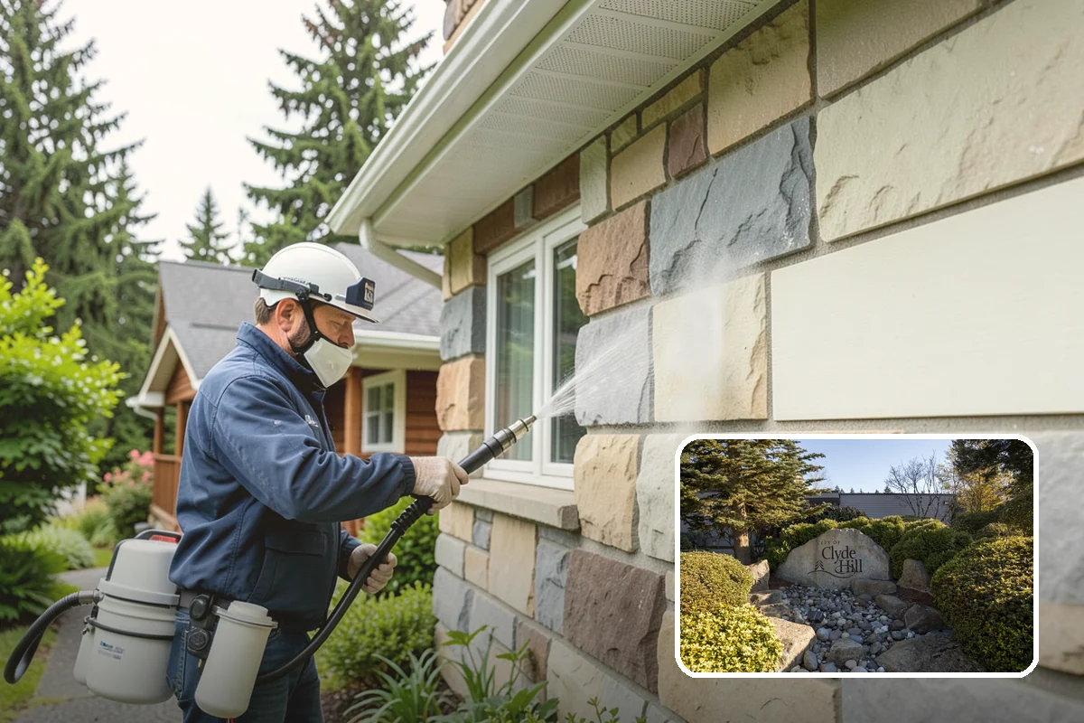 Concrete Brightening in Clyde Hill, King County, WA - Reverses the dull, grayed look caused by years of damp weather
