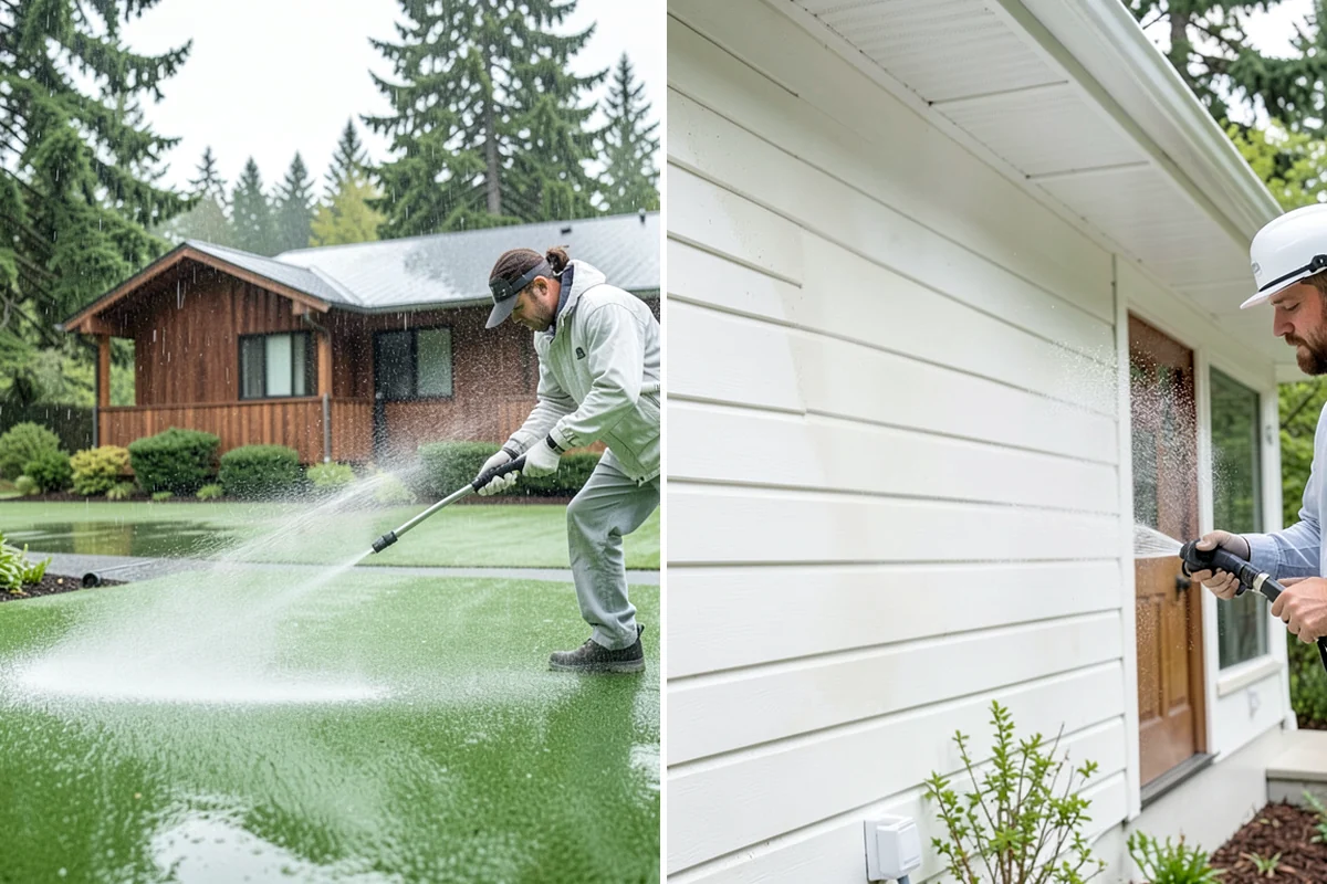 Concrete Brightening in Clyde Hill, King County, WA - Complete a full surface clean to remove organic growth