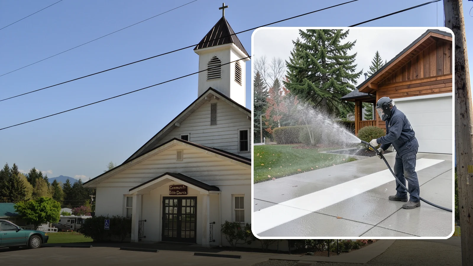 Concrete Brightening in Concrete, Skagit County, WA - Bring grayed, weathered concrete back to a bright, fresh tone with a post-wash brightening treatment.