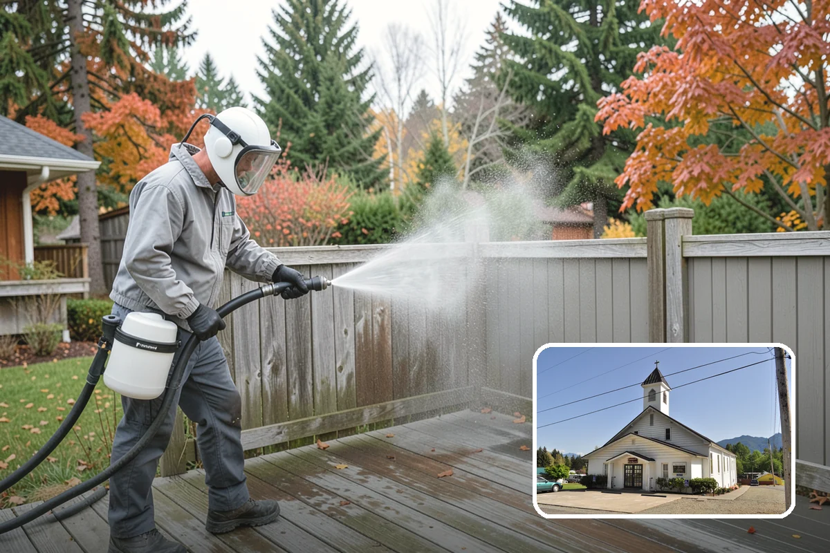 Concrete Brightening in Concrete, Skagit County, WA - Reverses the dull, grayed look caused by years of damp weather