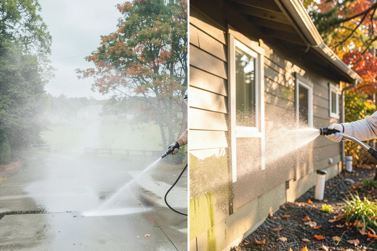 Concrete Brightening in Coupeville, Island County, WA - Complete a full surface clean to remove organic growth