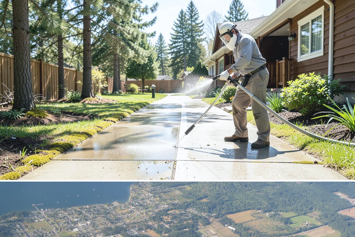 Concrete Brightening in Coupeville, Island County, WA - A dry stretch in summer lets the brightener react and rinse cleanly without dilution from rain, making it the best season for...