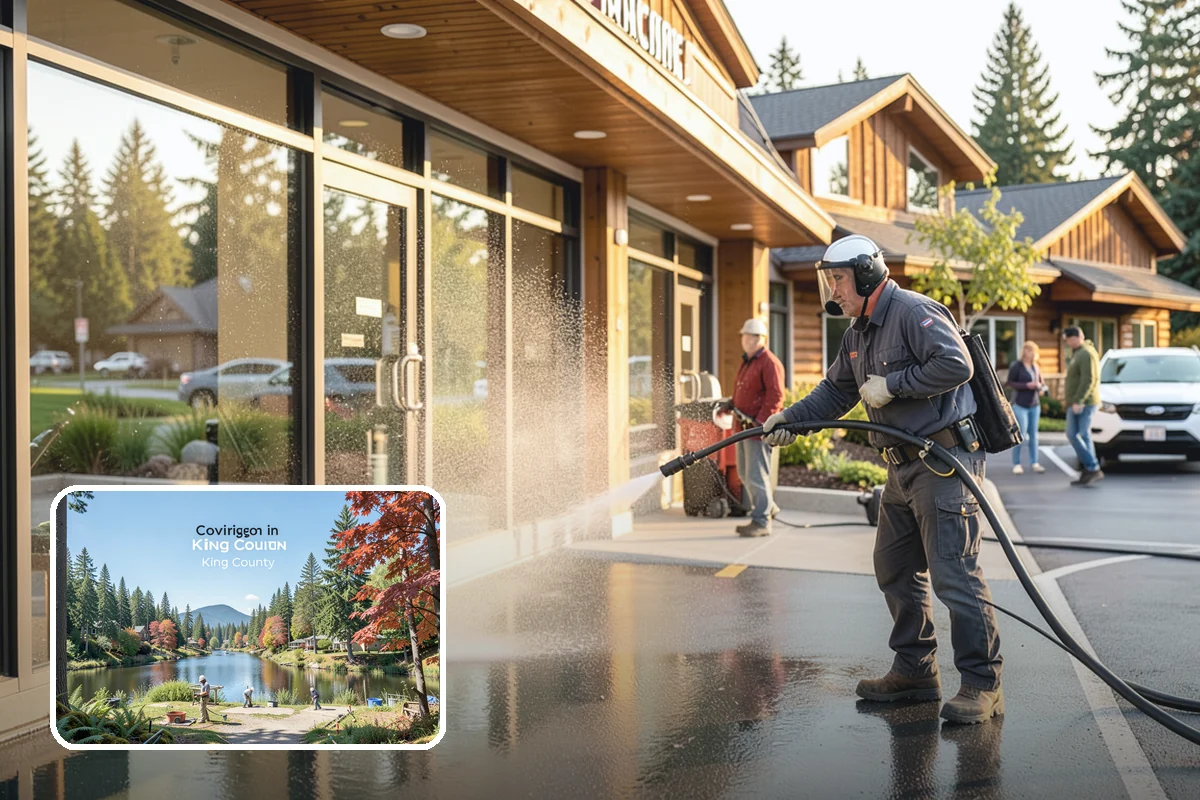 Concrete Brightening in Covington, King County, WA - Reverses the dull, grayed look caused by years of damp weather