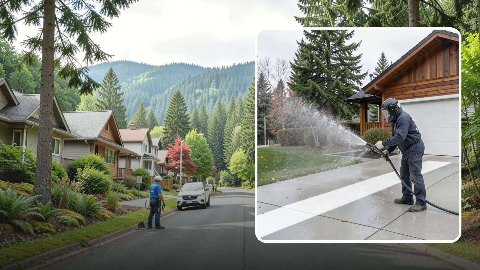 Concrete Brightening in Darrington, Snohomish County, WA - Bring grayed, weathered concrete back to a bright, fresh tone with a post-wash brightening treatment.