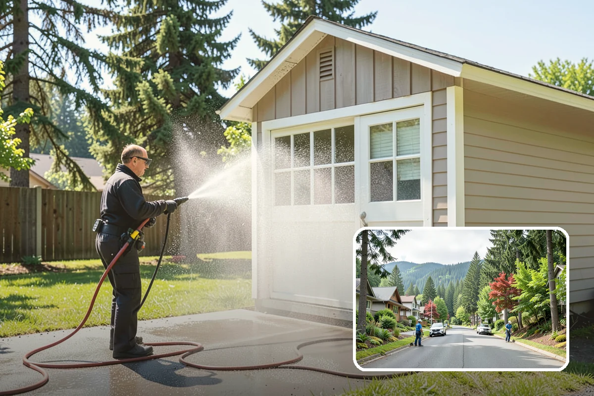 Concrete Brightening in Darrington, Snohomish County, WA - Reverses the dull, grayed look caused by years of damp weather