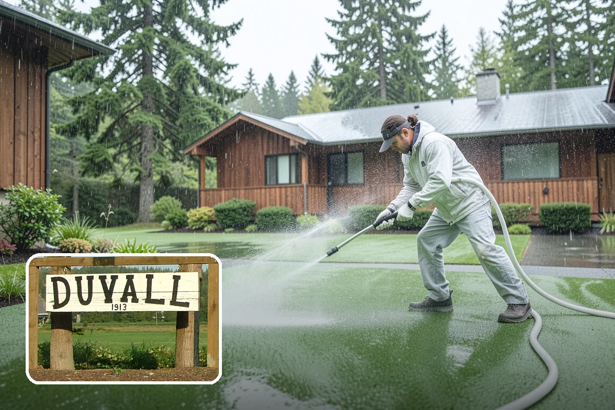 Concrete Brightening in Duvall, King County, WA - Reverses the dull, grayed look caused by years of damp weather