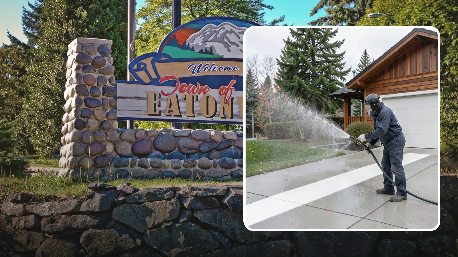 Concrete Brightening in Eatonville, Pierce County, WA - Bring grayed, weathered concrete back to a bright, fresh tone with a post-wash brightening treatment.