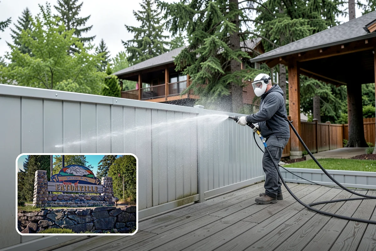 Concrete Brightening in Eatonville, Pierce County, WA - Reverses the dull, grayed look caused by years of damp weather