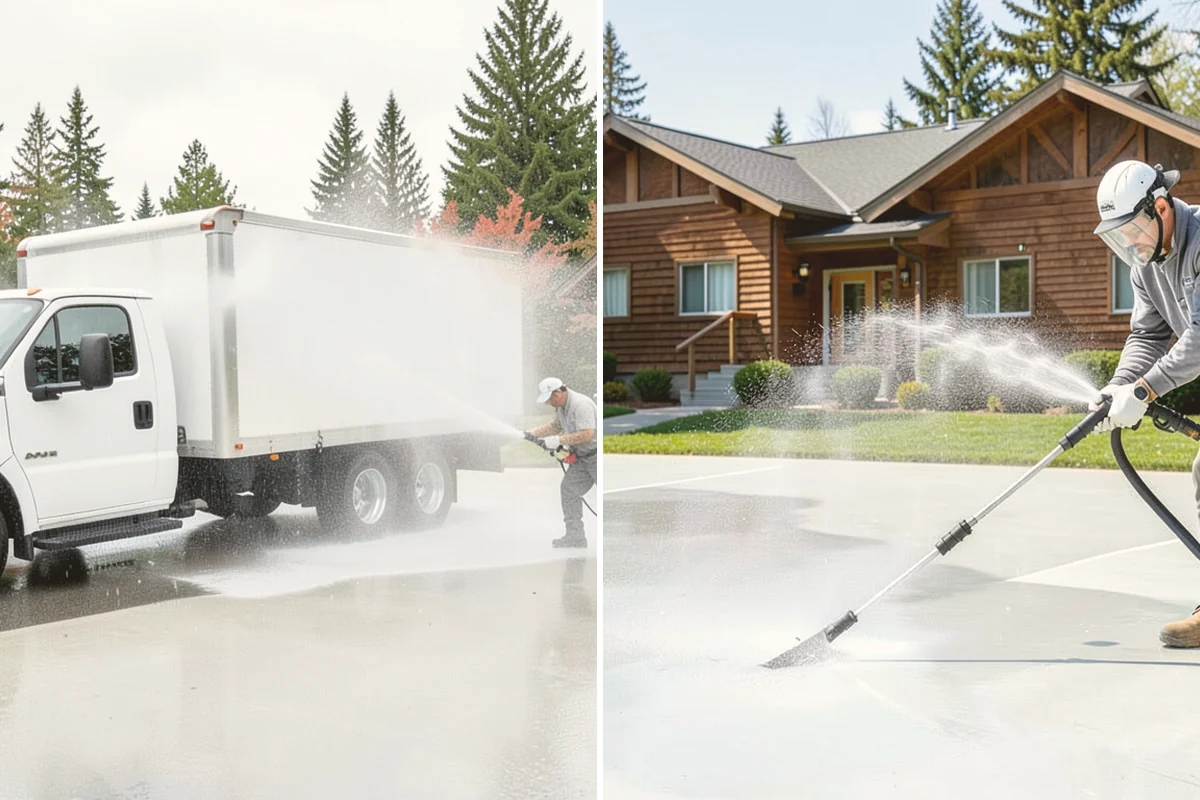 Concrete Brightening in Eatonville, Pierce County, WA - Complete a full surface clean to remove organic growth