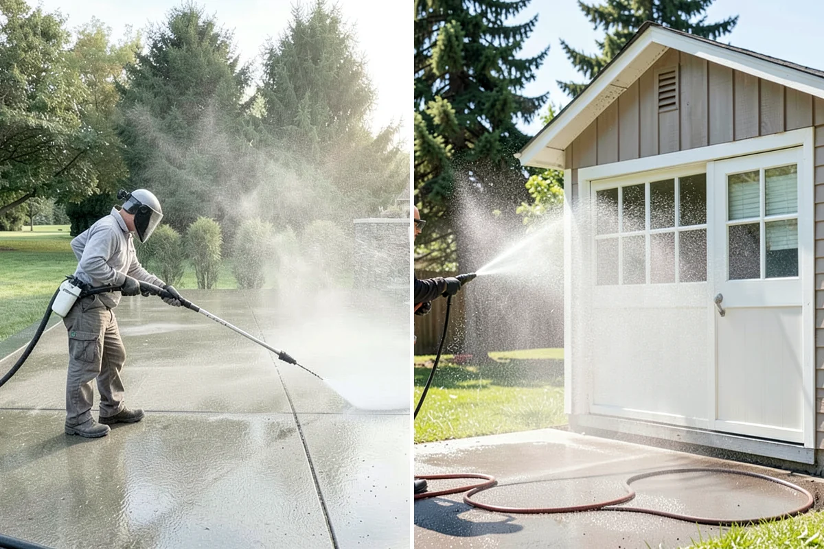 Concrete Brightening in Federal Way, King County, WA - Complete a full surface clean to remove organic growth