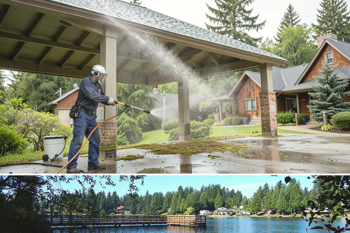Concrete Brightening in Federal Way, King County, WA - A dry stretch in summer lets the brightener react and rinse cleanly without dilution from rain, making it the best season for...