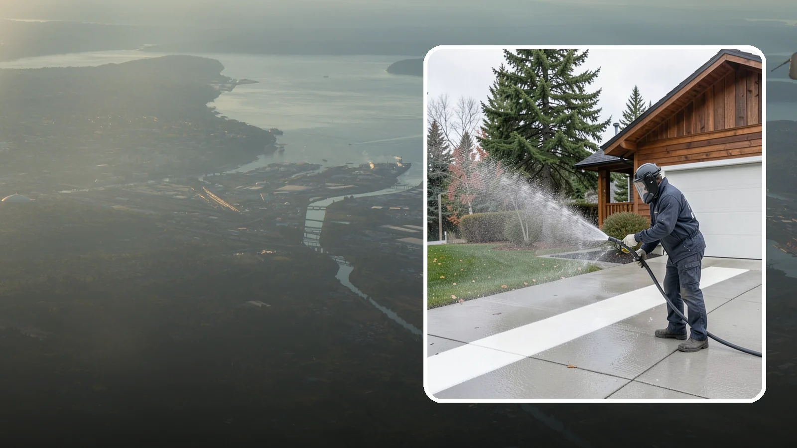 Concrete Brightening in Fife, Pierce County, WA - Bring grayed, weathered concrete back to a bright, fresh tone with a post-wash brightening treatment.