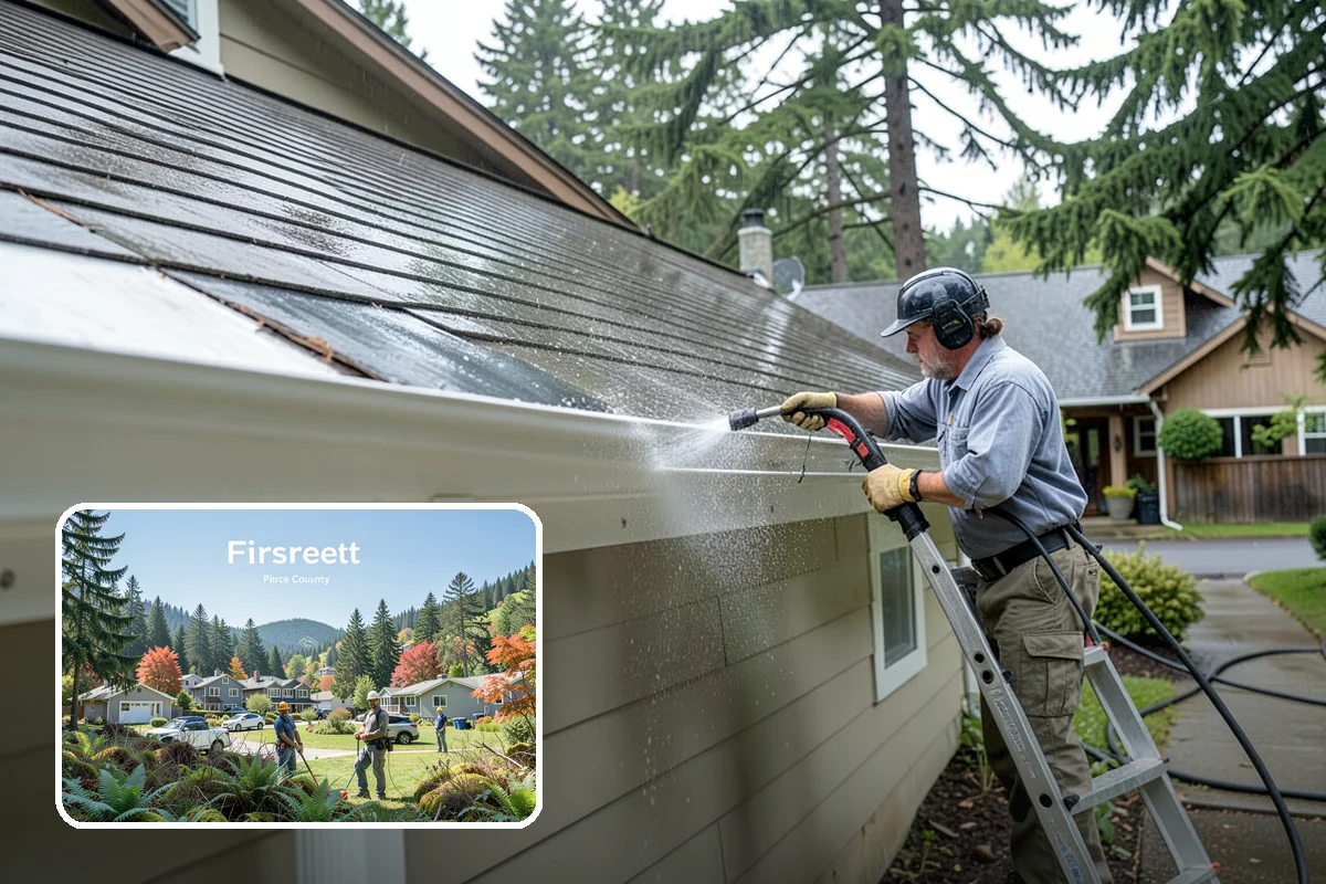 Concrete Brightening in Fircrest, Pierce County, WA - Reverses the dull, grayed look caused by years of damp weather