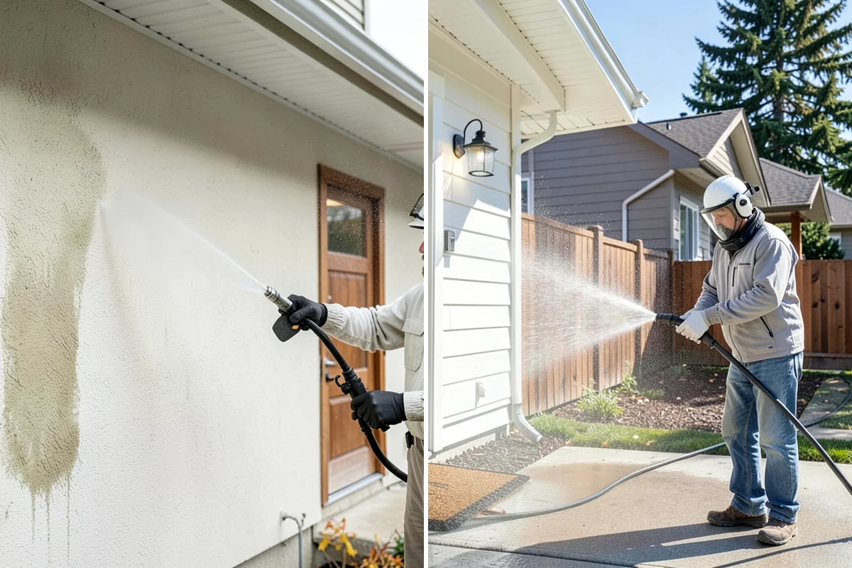 Concrete Brightening in Gig Harbor, Pierce County, WA - Complete a full surface clean to remove organic growth