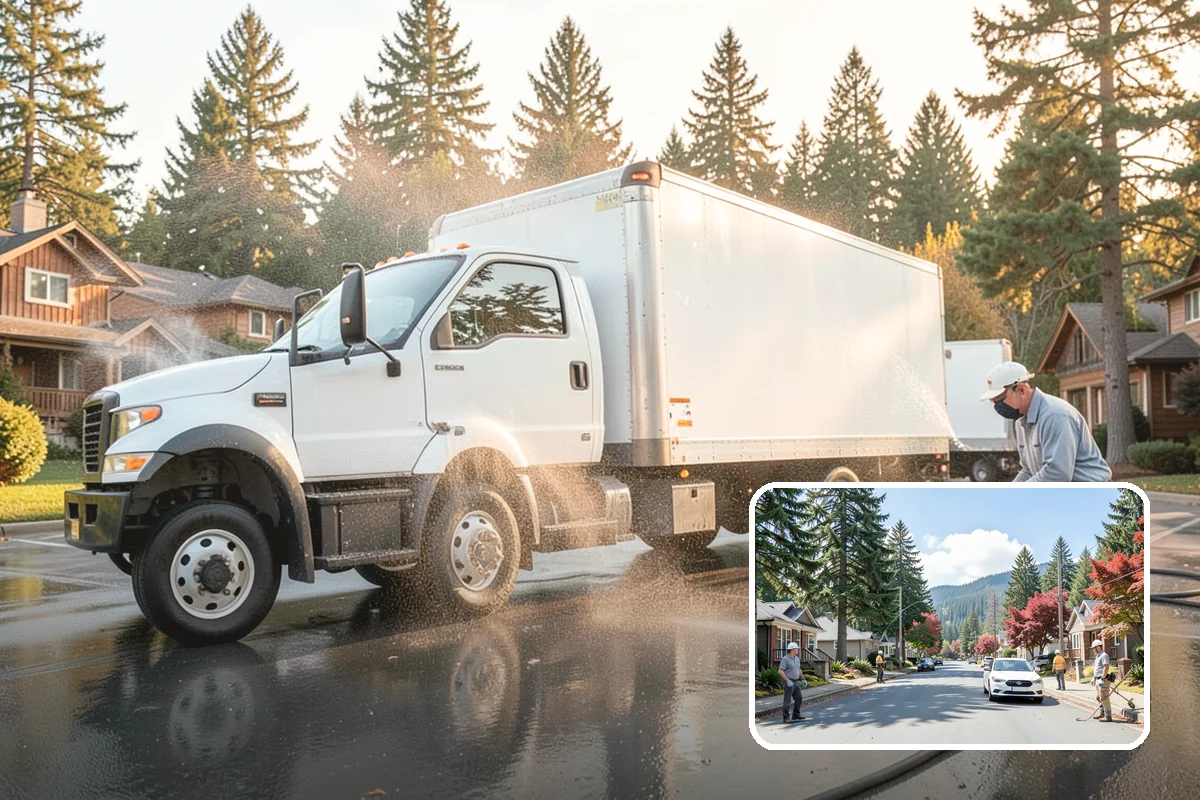 Concrete Brightening in Hunts Point, King County, WA - Reverses the dull, grayed look caused by years of damp weather