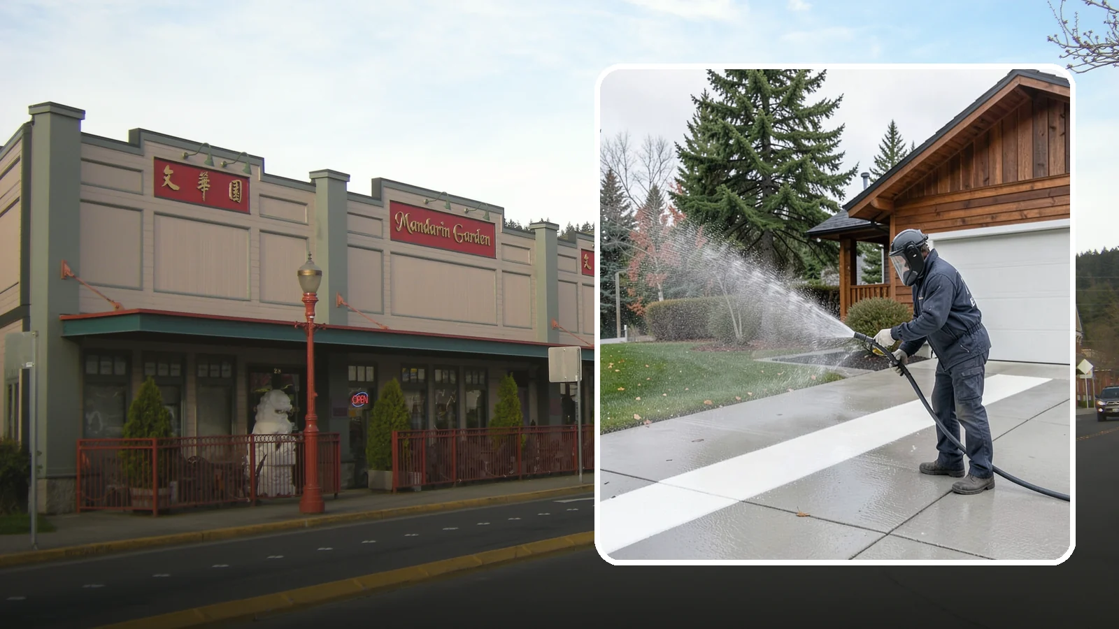 Concrete Brightening in Issaquah, King County, WA - Bring grayed, weathered concrete back to a bright, fresh tone with a post-wash brightening treatment.