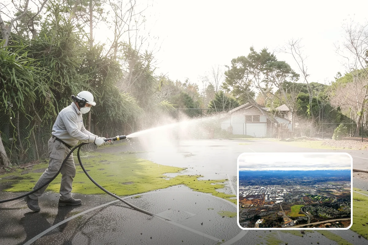 Concrete Brightening in Kent, King County, WA - Reverses the dull, grayed look caused by years of damp weather