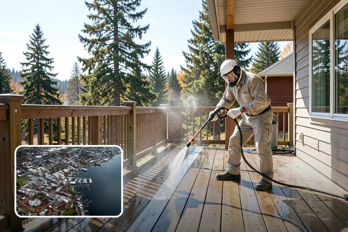 Concrete Brightening in Kirkland, King County, WA - Reverses the dull, grayed look caused by years of damp weather