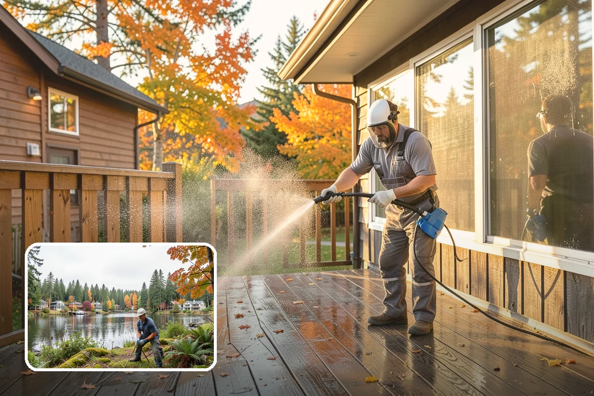 Concrete Brightening in La Conner, Skagit County, WA - Reverses the dull, grayed look caused by years of damp weather