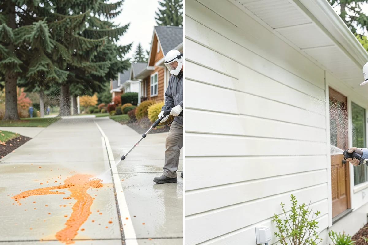 Concrete Brightening in La Conner, Skagit County, WA - Complete a full surface clean to remove organic growth