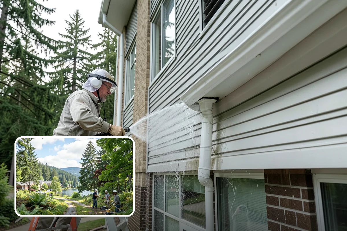 Concrete Brightening in Lake Forest Park, King County, WA - Reverses the dull, grayed look caused by years of damp weather