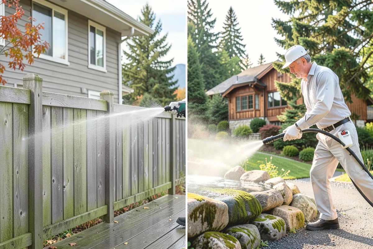 Concrete Brightening in Lake Stevens, Snohomish County, WA - Complete a full surface clean to remove organic growth